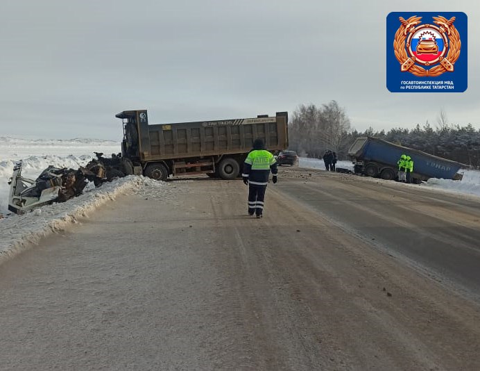 В Татарстане столкнулись два грузовика, погибла женщина